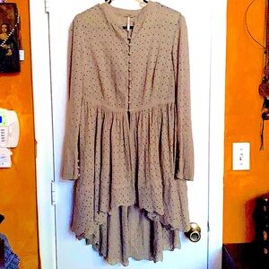 Pretty Free People Army Green Eyelit Coat Dress